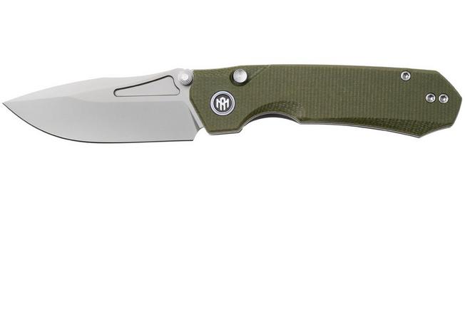 Afbeelding voor Remette Rhino Button Liner Lock MC25A Beadblasted 14C28N, Green Micarta, zakmes