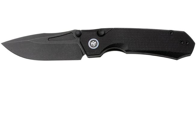 Afbeelding voor Remette Rhino Button Liner Lock MC25B Blackwashed 14C28N, Black Micarta, zakmes