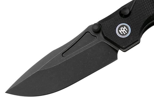 Afbeelding voor Remette Rhino Button Liner Lock MC25B Blackwashed 14C28N, Black Micarta, zakmes