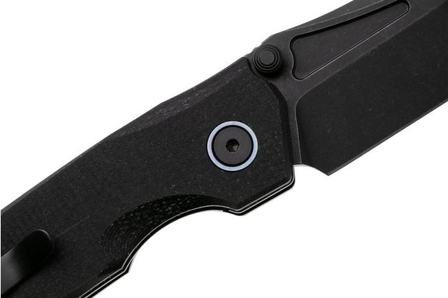 Afbeelding voor Remette Rhino Button Liner Lock MC25B Blackwashed 14C28N, Black Micarta, zakmes
