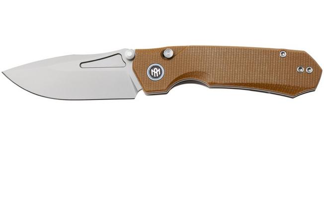 Afbeelding voor Remette RT-Rhino Button Liner Lock MC26A Beadblasted D2, Coyote Micarta, zakmes