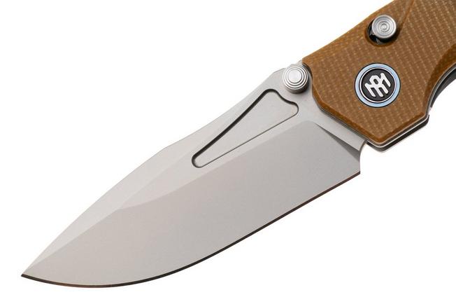 Afbeelding voor Remette RT-Rhino Button Liner Lock MC26A Beadblasted D2, Coyote Micarta, zakmes