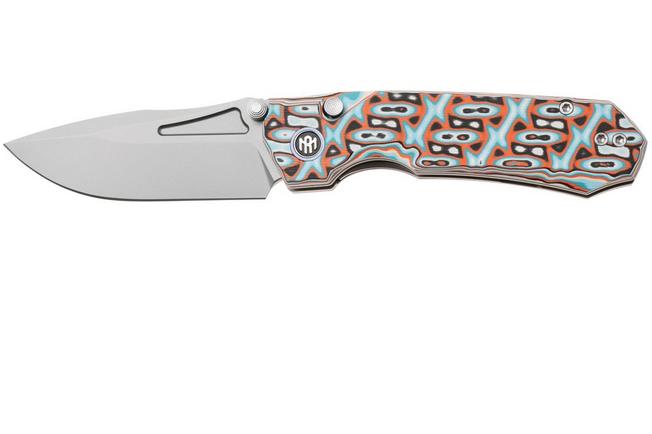 Afbeelding voor Remette RT-Rhino Button Liner Lock RNGD261 Sandblasted D2, Orange White G10, zakmes