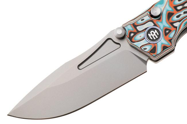 Afbeelding voor Remette RT-Rhino Button Liner Lock RNGD261 Sandblasted D2, Orange White G10, zakmes