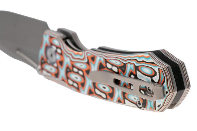 Afbeelding voor Remette RT-Rhino Button Liner Lock RNGD261 Sandblasted D2, Orange White G10, zakmes