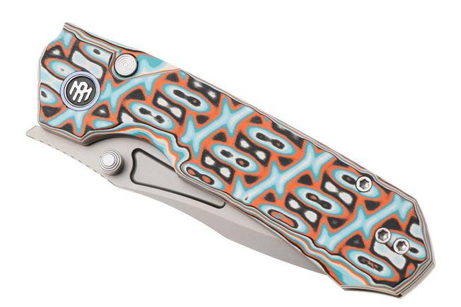 Afbeelding voor Remette RT-Rhino Button Liner Lock RNGD261 Sandblasted D2, Orange White G10, zakmes