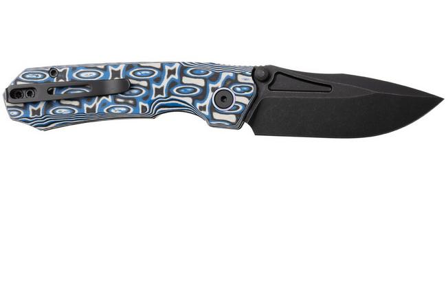 Afbeelding voor Remette RT-Rhino Button Liner Lock Blackwashed RNGD262 D2, Blue G10, zakmes