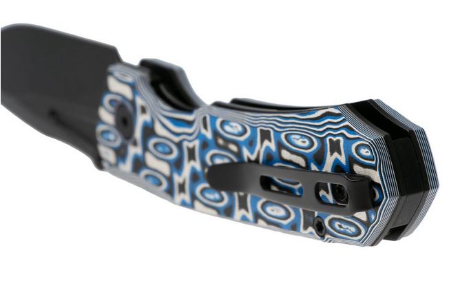 Afbeelding voor Remette RT-Rhino Button Liner Lock Blackwashed RNGD262 D2, Blue G10, zakmes
