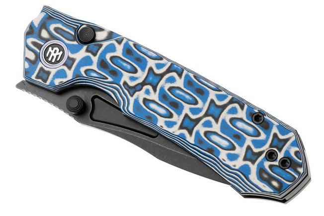 Afbeelding voor Remette RT-Rhino Button Liner Lock Blackwashed RNGD262 D2, Blue G10, zakmes