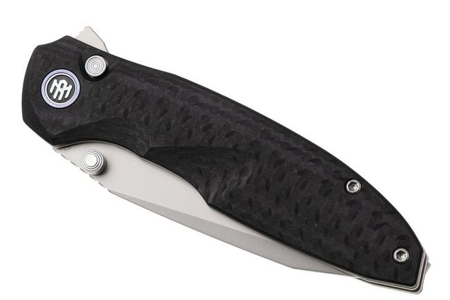 Afbeelding voor Remette RT-Cool Whale Button Liner Lock RTCL-GN1 Beadblasted 14C28N, Black G10, zakmes