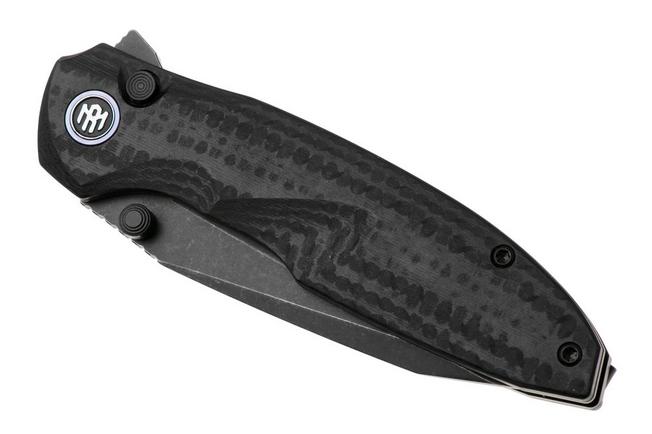 Afbeelding voor Remette RT-Cool Whale Button Liner Lock RTCL-GN2 Blackwashed 14C28N, Black G10, zakmes