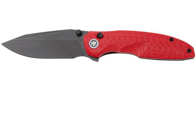 Afbeelding voor Remette RT-Cool Whale Button Liner Lock RTCL-GN4 Blackwashed 14C28N, Red G10, zakmes