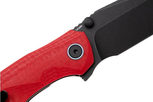 Afbeelding voor Remette RT-Cool Whale Button Liner Lock RTCL-GN4 Blackwashed 14C28N, Red G10, zakmes