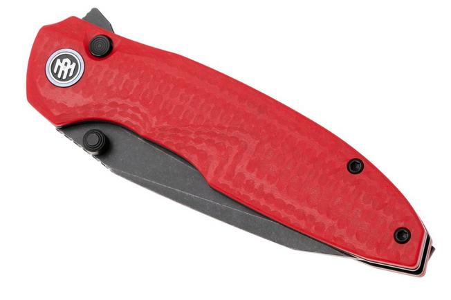 Afbeelding voor Remette RT-Cool Whale Button Liner Lock RTCL-GN4 Blackwashed 14C28N, Red G10, zakmes
