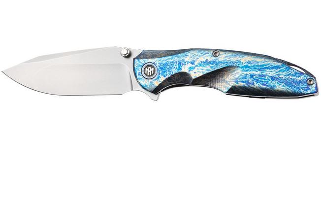 Afbeelding voor Remette RT-Cool Whale Frame Lock RTCL-T3 Bead Blasted M390, Flamed Anodized Lightning Titanium, zakmes