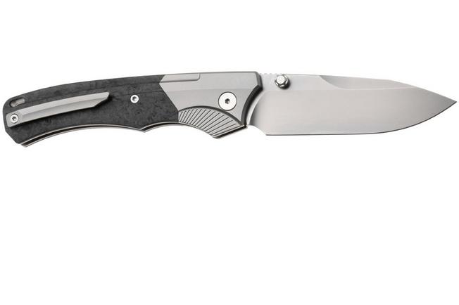 Afbeelding voor Remette WD107 Button Lock WD107 Beadblasted M390, Carbon Fiber Titanium, zakmes