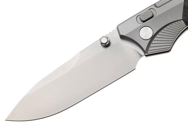 Afbeelding voor Remette WD107 Button Lock WD107 Beadblasted M390, Carbon Fiber Titanium, zakmes