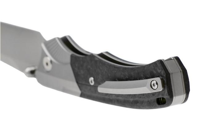 Afbeelding voor Remette WD107 Button Lock WD107 Beadblasted M390, Carbon Fiber Titanium, zakmes
