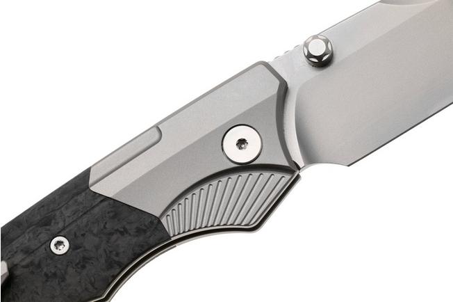 Afbeelding voor Remette WD107 Button Lock WD107 Beadblasted M390, Carbon Fiber Titanium, zakmes