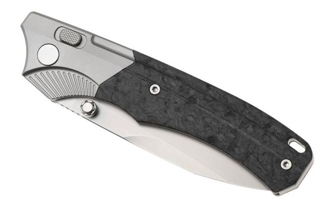 Afbeelding voor Remette WD107 Button Lock WD107 Beadblasted M390, Carbon Fiber Titanium, zakmes