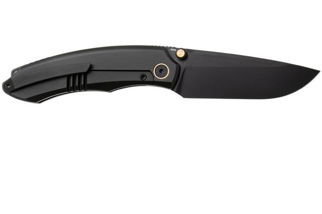 Afbeelding voor Remette Wild Species Button Frame Lock WD108-N2 Black DLC M390, Black Titanium, zakmes