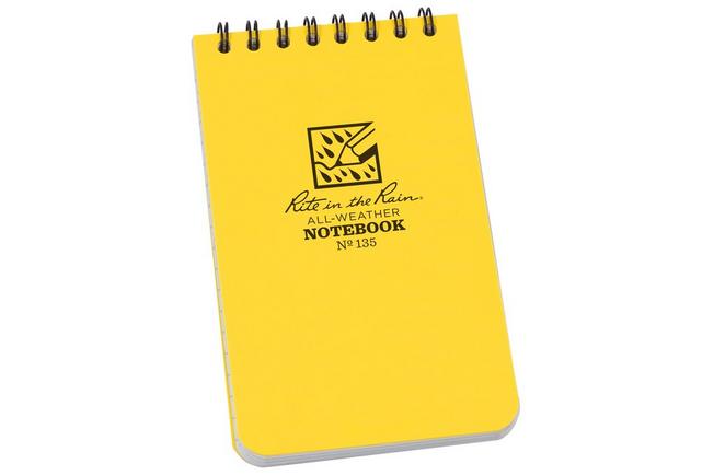 Afbeelding voor Rite in the Rain Top Spiral Notebook 135, 3" x 5", Yellow, notitieboekje