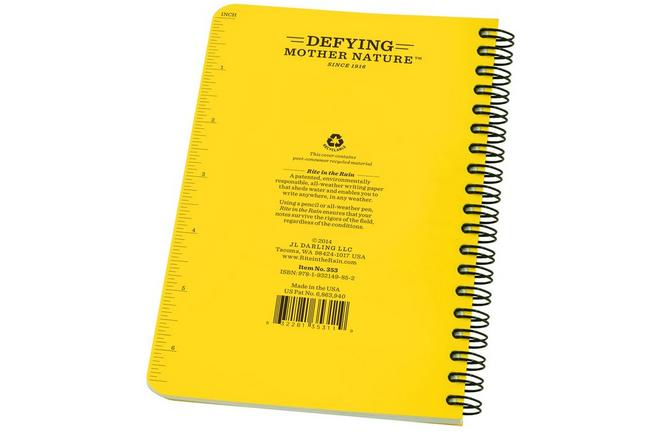 Afbeelding voor Rite in the Rain Field Notebook 353, 4 5/8" x 7", Yellow, notitieboek