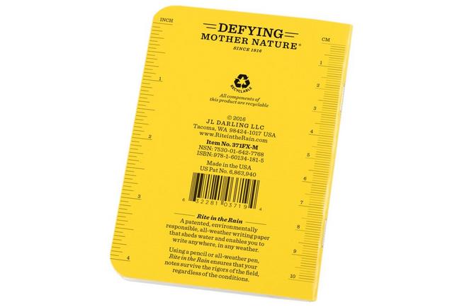 Afbeelding voor Rite in the Rain Stapled Notebooks 371FX-M, 3 1/4" x 4 5/8", Yellow, set van 3 notitieboekjes