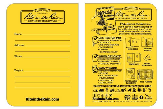 Afbeelding voor Rite in the Rain Stapled Notebooks 371FX-M, 3 1/4" x 4 5/8", Yellow, set van 3 notitieboekjes