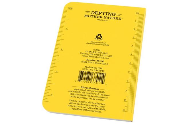 Afbeelding voor Rite in the Rain Soft Cover Book 374-M, 3 1/2" x 5", Yellow, notitieboekje