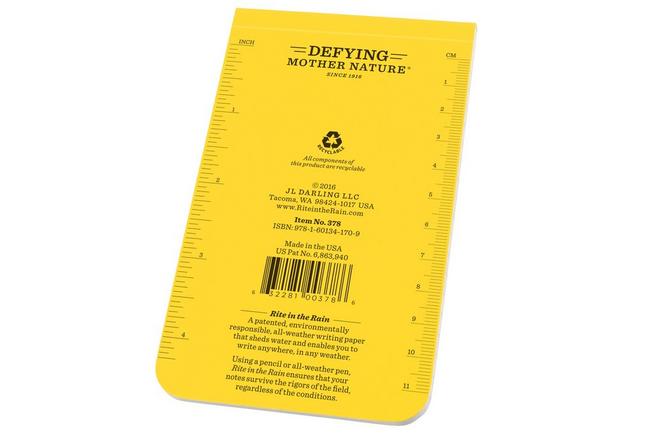 Afbeelding voor Rite in the Rain Soft Cover Top Bound Notebook 378, 3 1/4" x 5 1/4", Yellow, notitieboekje