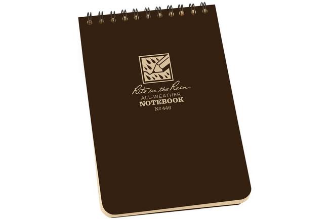 Afbeelding voor Rite in the Rain Top Spiral Notebook 446, 4" x 6", Brown, notitieboekje
