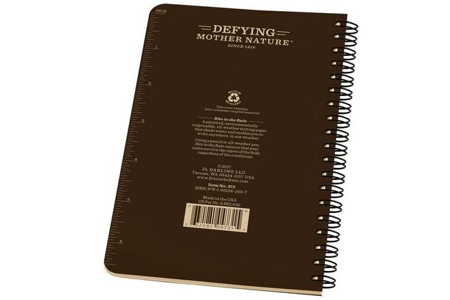 Afbeelding voor Rite in the Rain Universal Spiral Notebook 473, 4 5/8" x 7", Brown, notitieboek