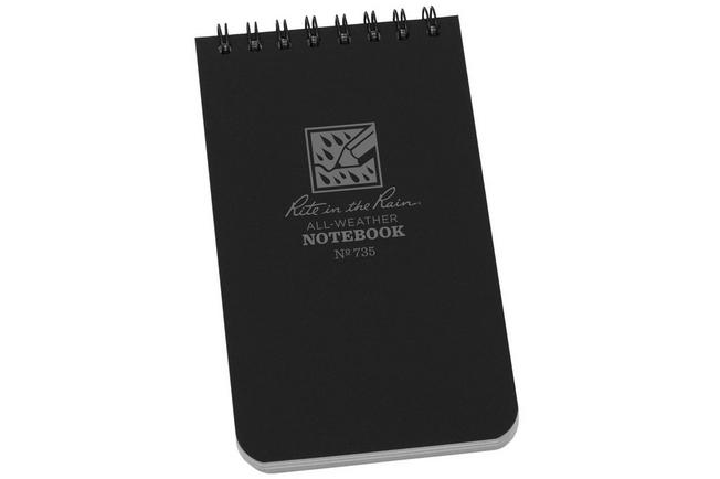 Afbeelding voor Rite in the Rain Top Spiral Notebook 735, 3" x 5", Black, notitieboekje
