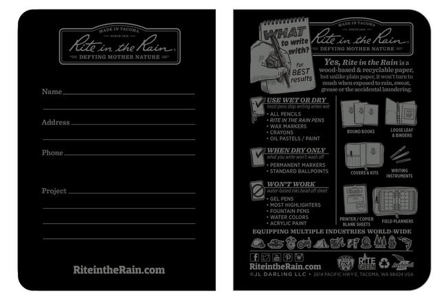 Afbeelding voor Rite in the Rain Stapled Notebooks 771FX-M, 3 1/4" x 4 5/8", Black, set van 3 notitieboekjes