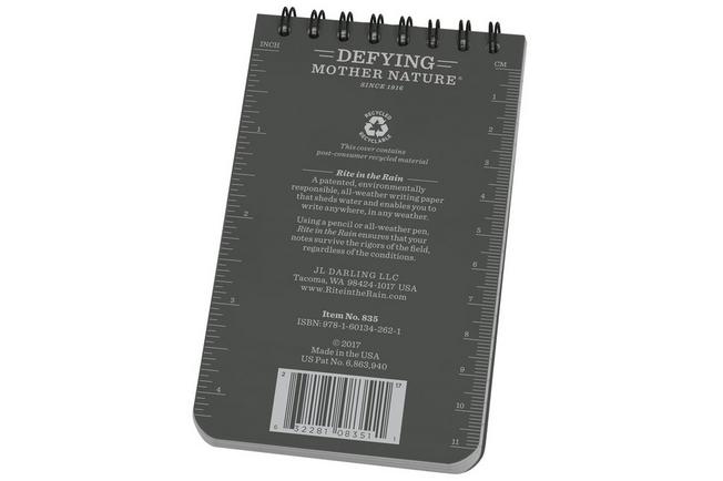 Afbeelding voor Rite in the Rain Top Spiral Notebook 835, 3" x 5", Gray, notitieboekje