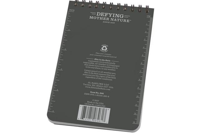Afbeelding voor Rite in the Rain Top Spiral Notebook 846, 4" x 6", Grey, notitieboek