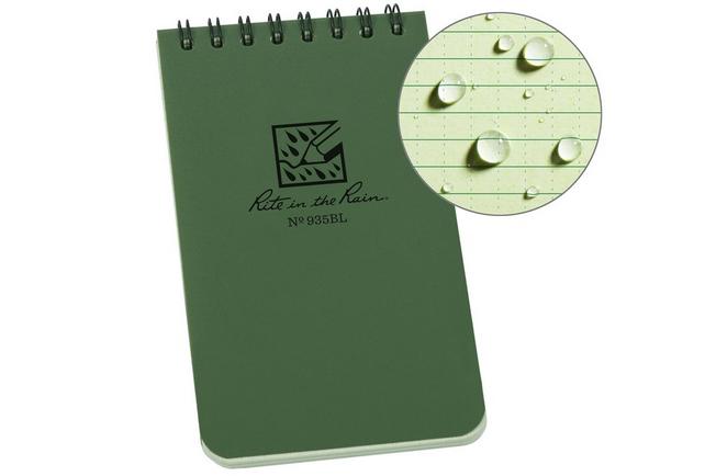 Afbeelding voor Rite in the Rain Top Spiral Bilingual Notebook Green 935BL, 3" x 5", Green, notitieboekje