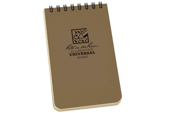Afbeelding voor Rite in the Rain Top Spiral Notebook 935T, 3" x 5", Tan, notitieboekje