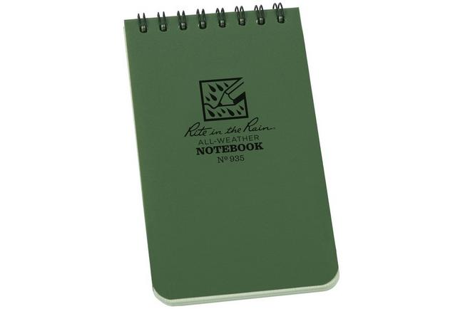 Afbeelding voor Rite in the Rain Top Spiral Notebook 935, 3" x 5", Green, notitieboekje