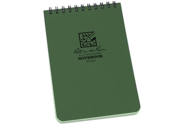 Afbeelding voor Rite in the Rain Top Spiral Notebook 946, 4" x 6", Green, notitieboek