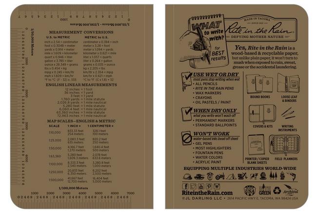 Afbeelding voor Rite in the Rain Soft Cover Book 954T, 3 1/2" x 5", Tan, notitieboekje