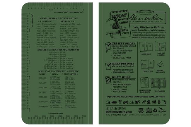 Afbeelding voor Rite in the Rain Soft Cover Book 964, 3 1/2" x 6", Green, notitieboek