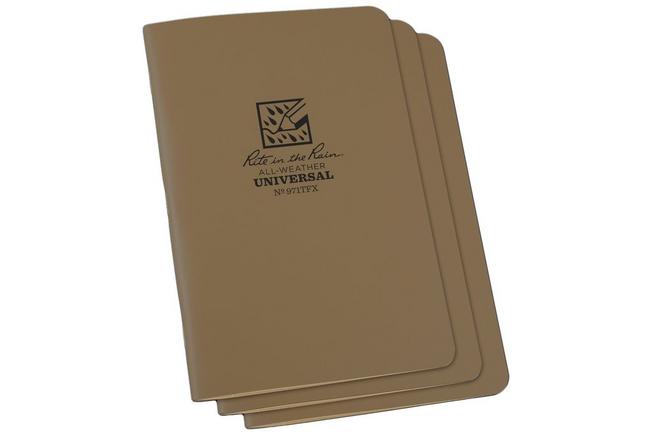 Afbeelding voor Rite in the Rain Universal Stapled Notebooks 971TFX, 4 5/8" x 7", Tan, set van 3 notitieboekjes