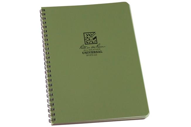 Afbeelding voor Rite in the Rain Side Spiral Notebook 973-LG 6 5/8" x 8 1/2", Green, Line Grid, notitieboek