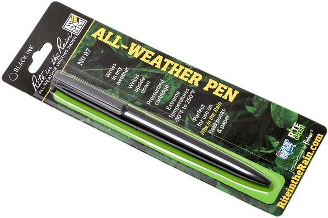 Rite in the Rain Weatherproof Black Metal Clicker Pen - Black Ink (No. 97)