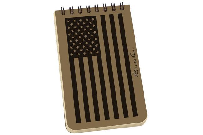 Afbeelding voor Rite in the Rain Top Spiral Notebook FL935T, 3" x 5", Tan, Flag, notitieboekje