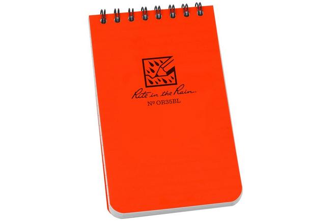 Afbeelding voor Rite in the Rain Top Spiral Bilingual Notebook OR35BL, 3" x 5", Orange, notitieboekje