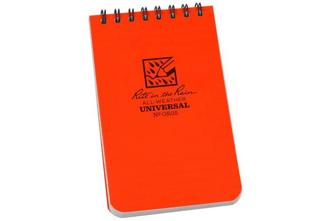 Afbeelding voor Rite in the Rain Top Spiral Notebook OR35, 3" x 5", Orange, notitieboekje