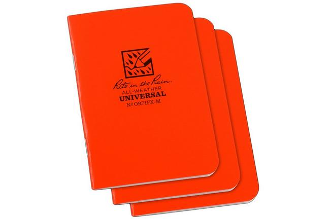 Afbeelding voor Rite in the Rain Stapled Notebooks OR71FX-M, 3 1/4" x 4 5/8", Orange, set van 3 notitieboekjes